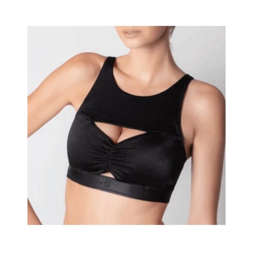 Wolford Black Sports Bra Seamless Design Performance Fabric